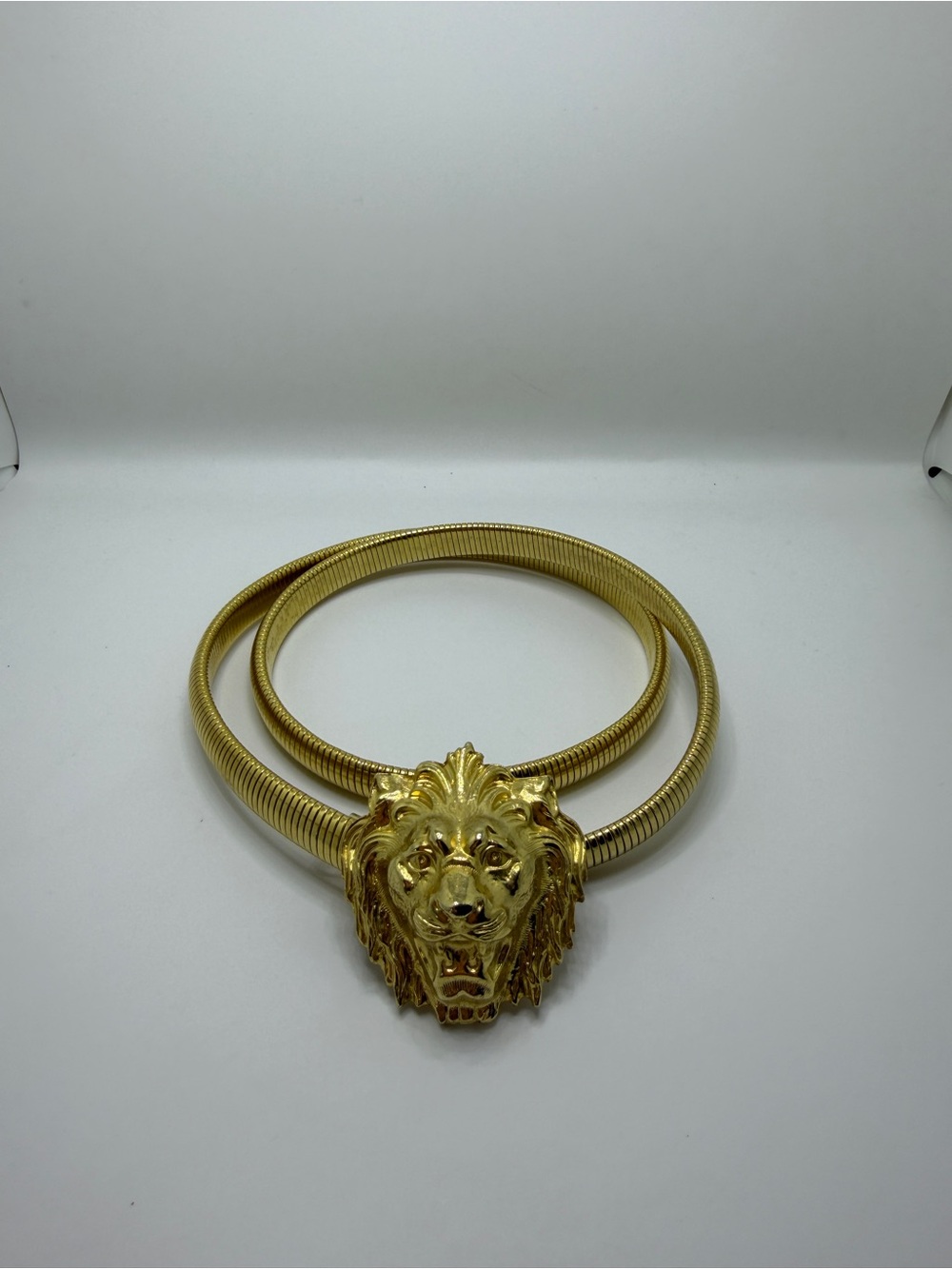 Vintage Accessocraft NYC Gold Lion Head Chain Belt Adjustable Medallion